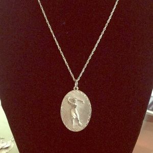 Vintage Sterling Silver Woman’s golf pendant